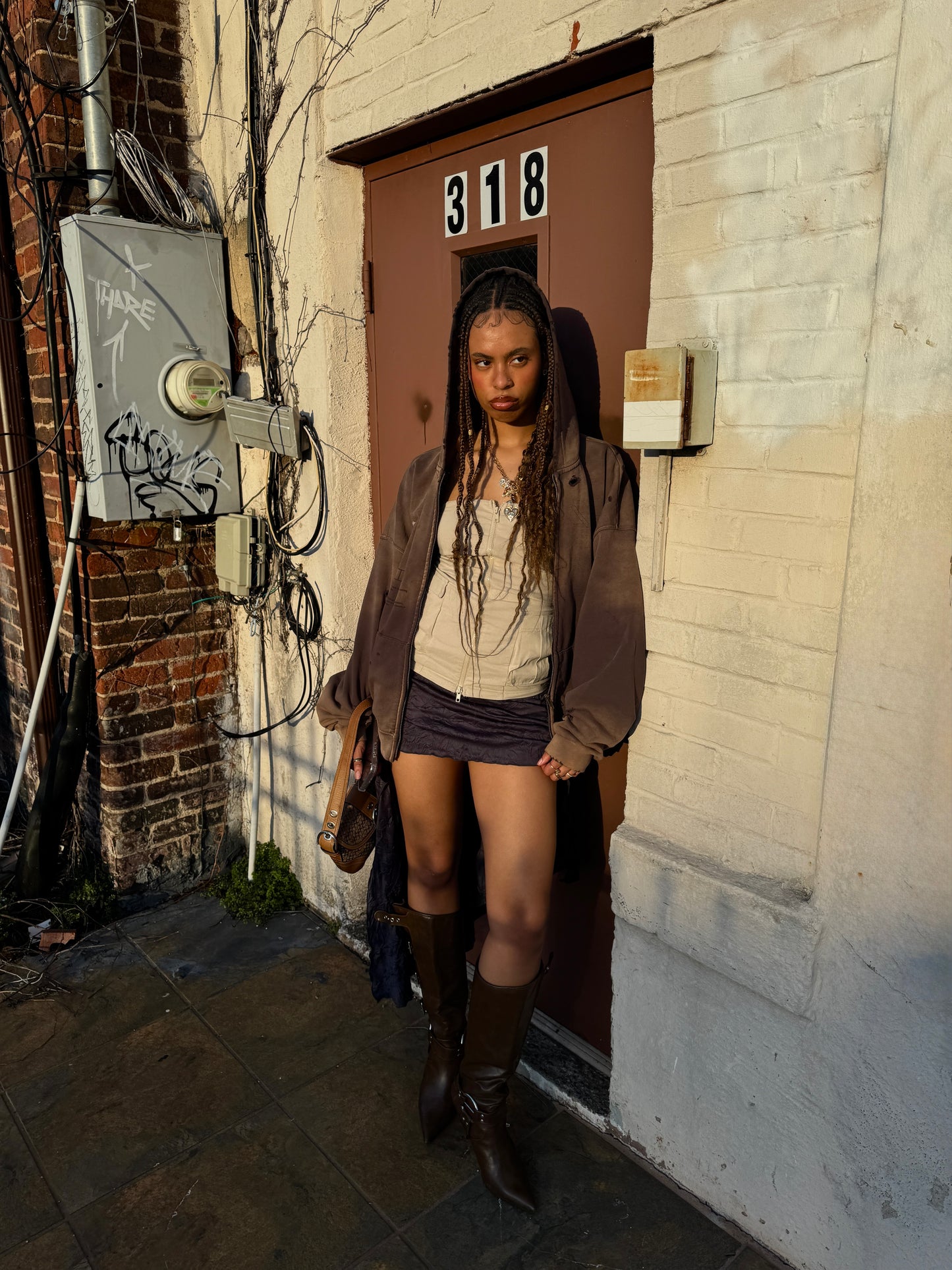 ‘Im/perfection’ Sunfade Hand-Distressed Zipup Hoodie