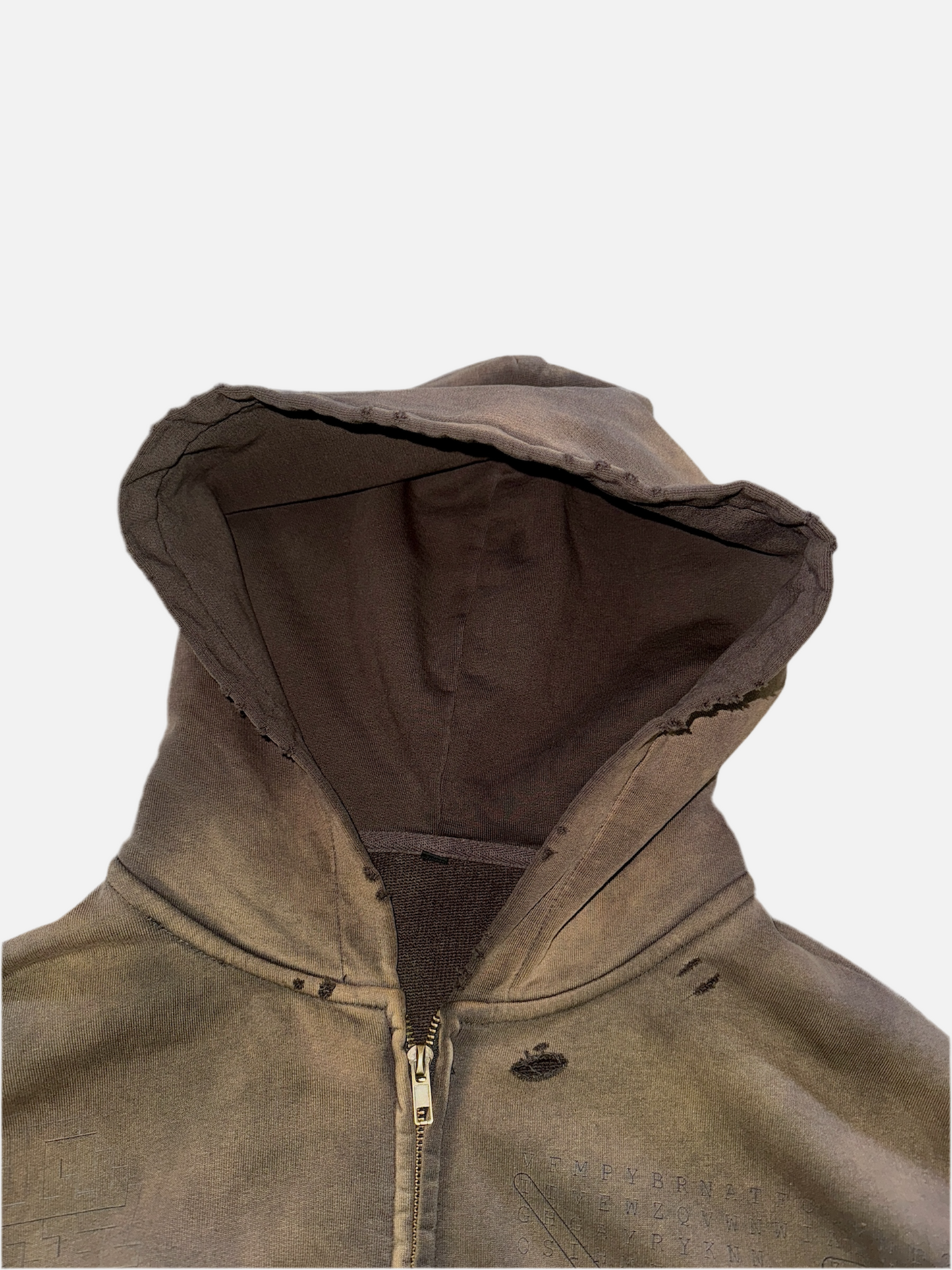 ‘Im/perfection’ Sunfade Hand-Distressed Zipup Hoodie