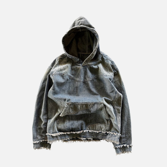 ‘MorphHood’ Distressed Washed Denim Hoodie